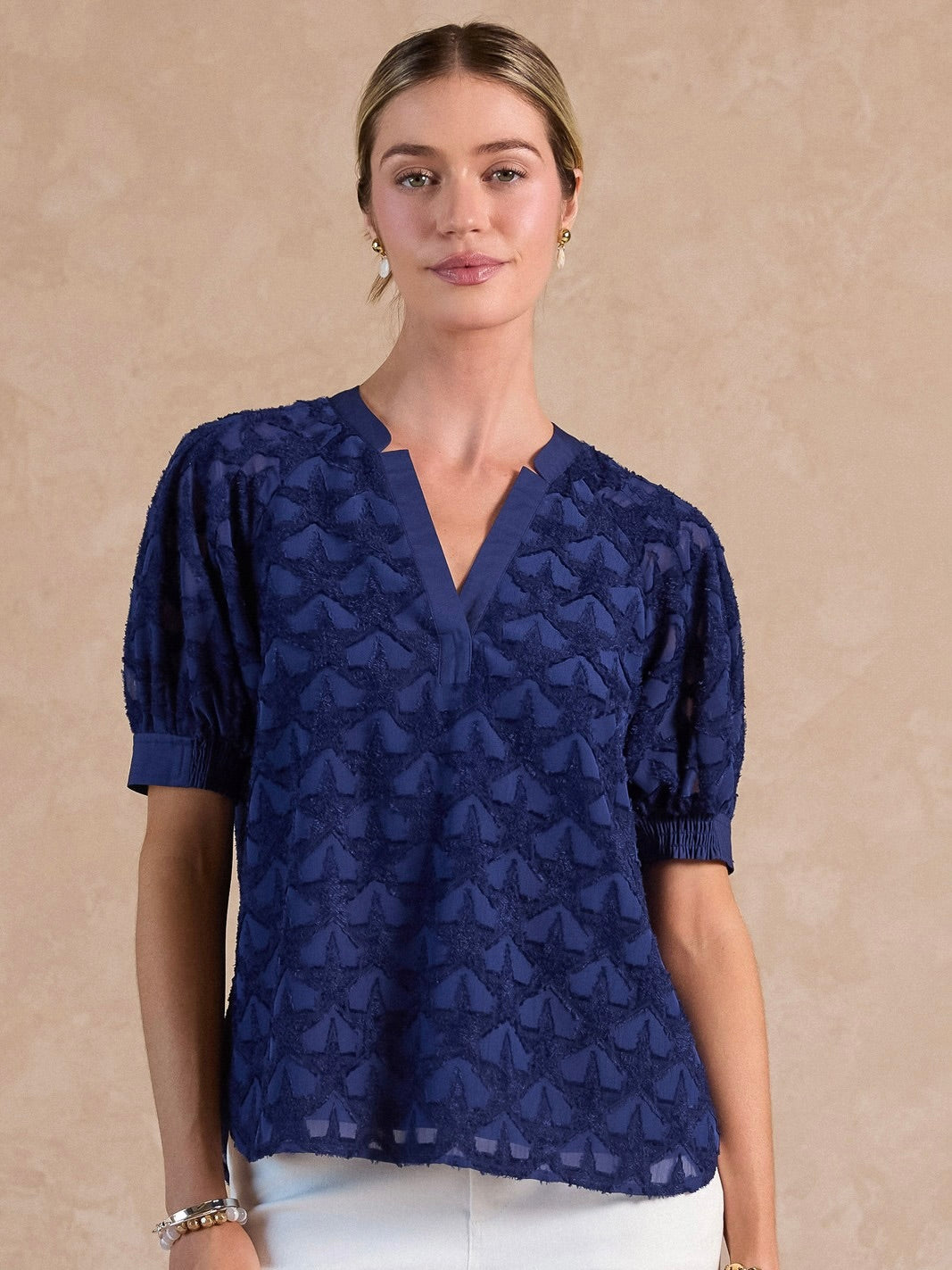 Star Pattern Textured Top