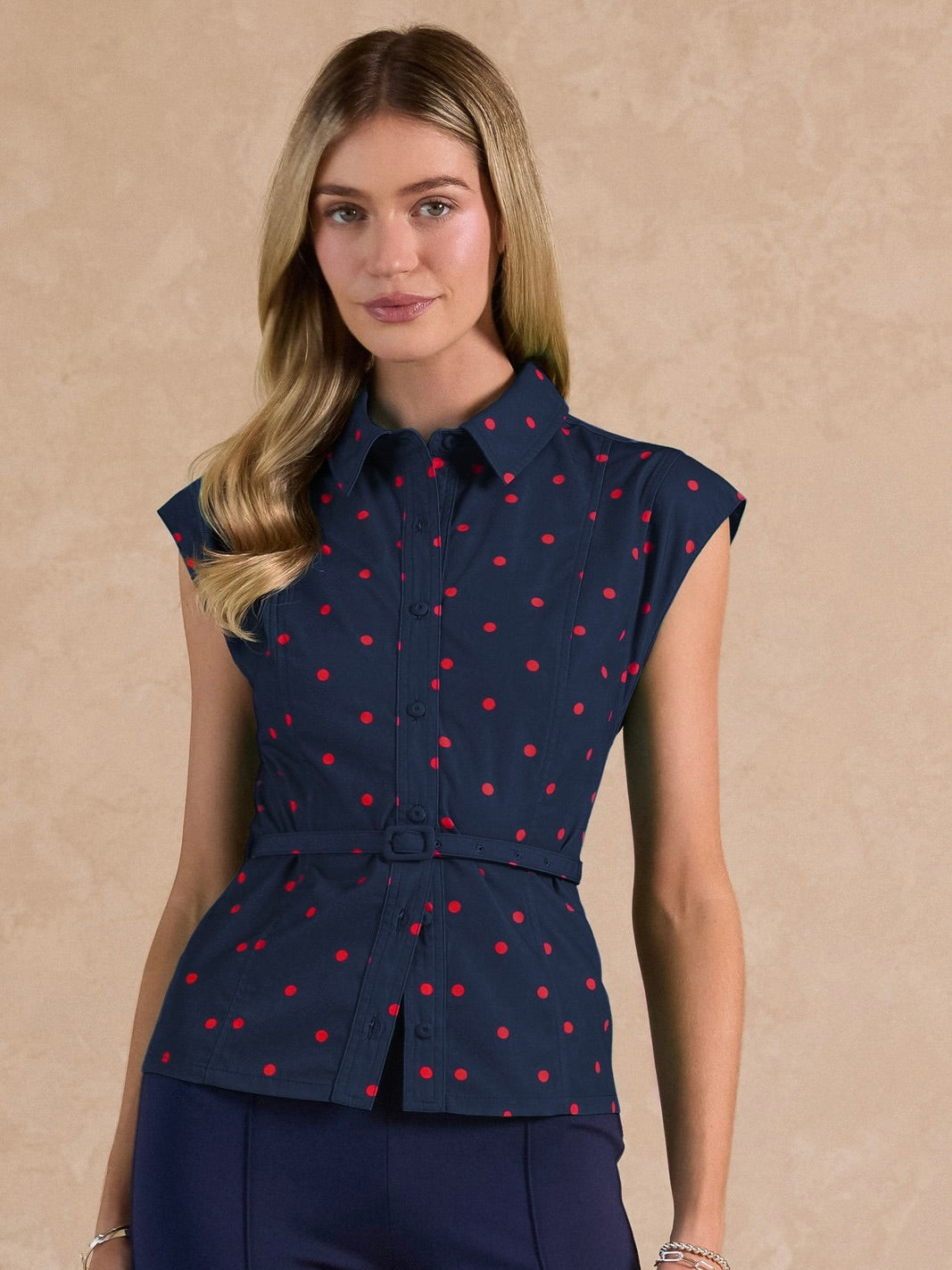 Polka Dot Belted Top