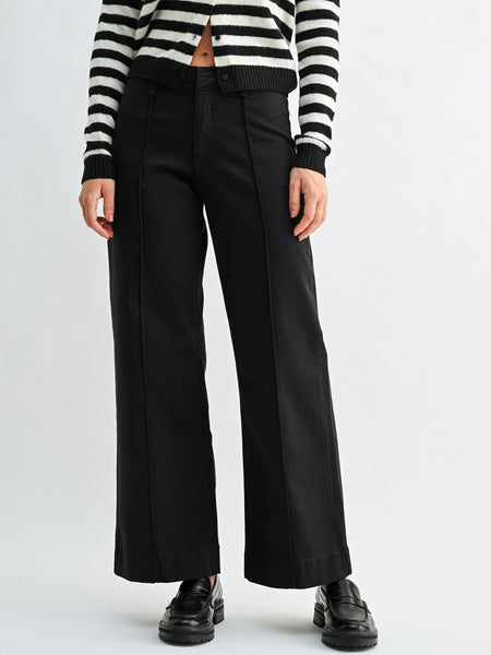 Just Black Denim Twill Wide Leg Trouser Pant