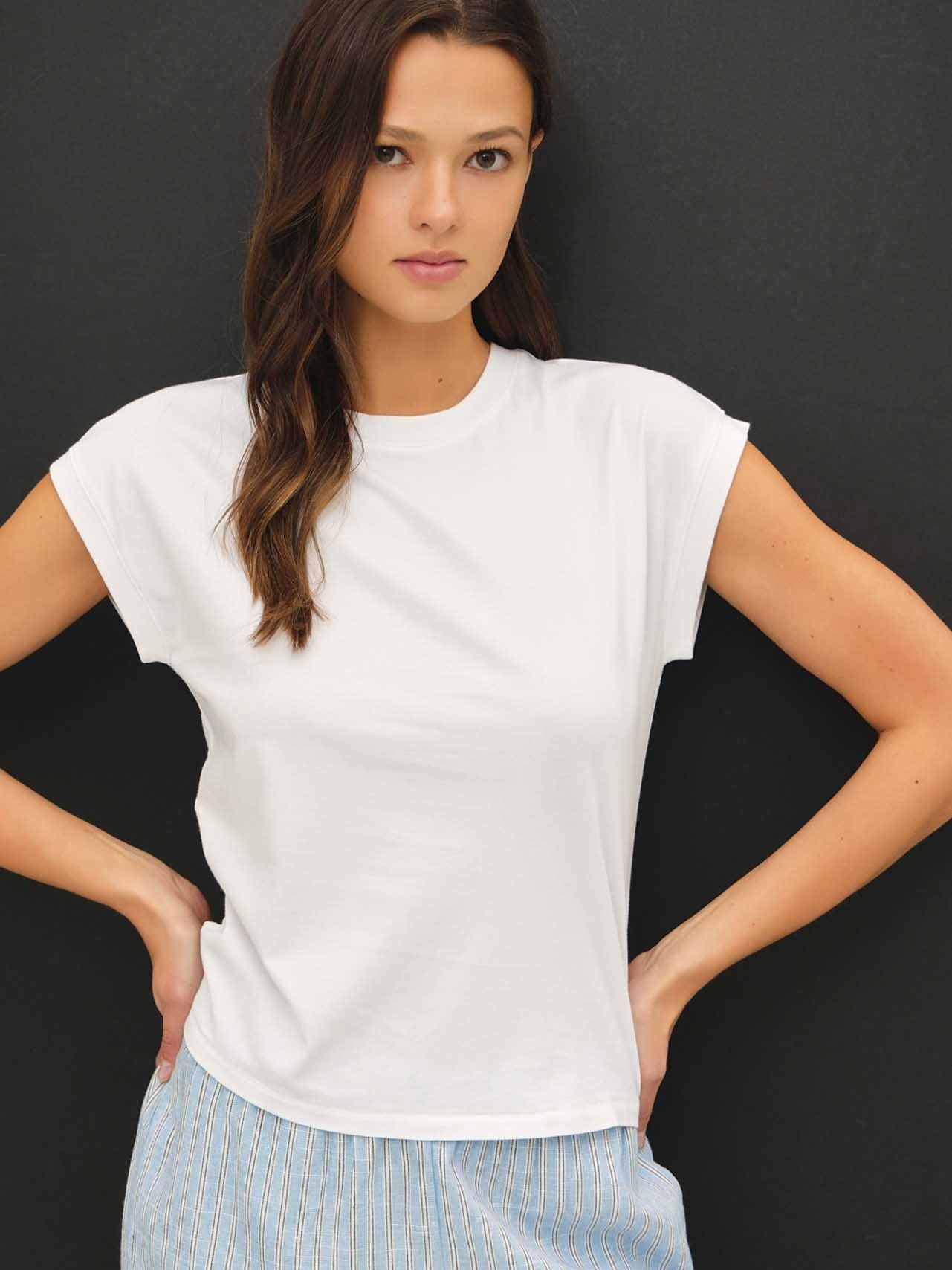 Cap Sleeve Crewneck Tee