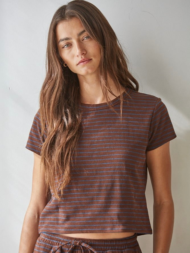 Knit Stripe Short Sleeve Top