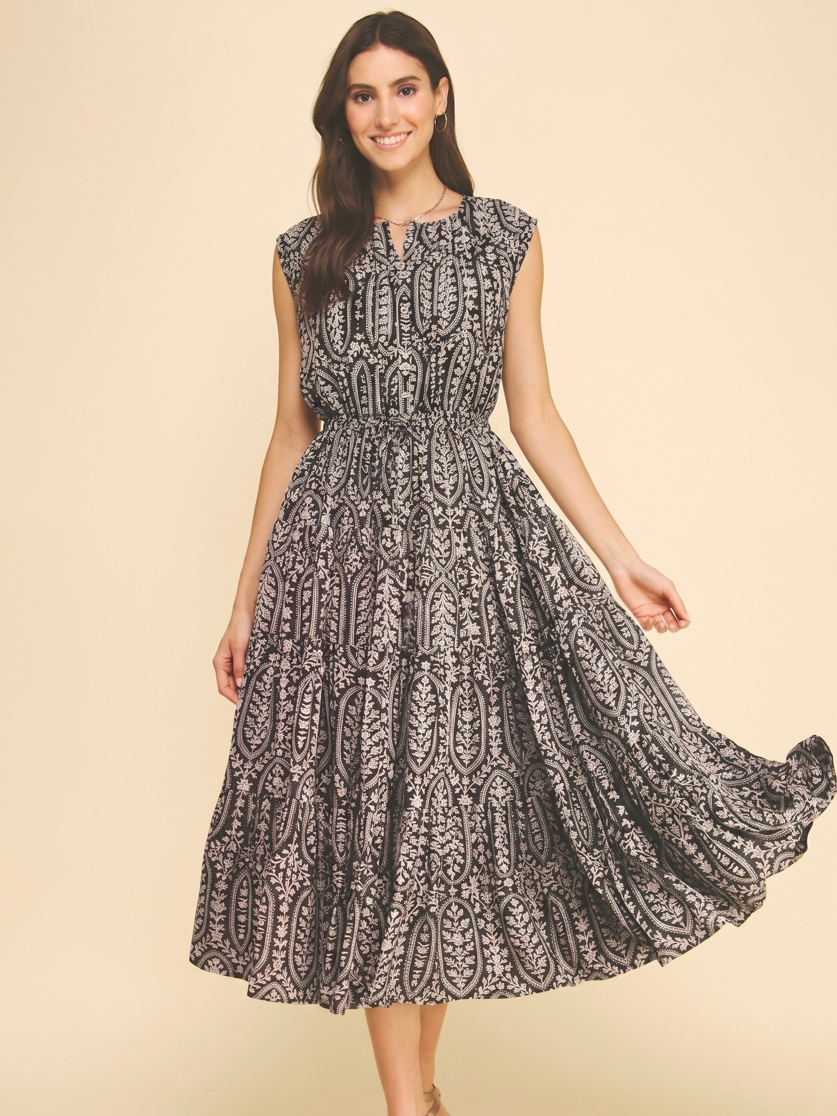 Bohemian Leaf Midi Dress