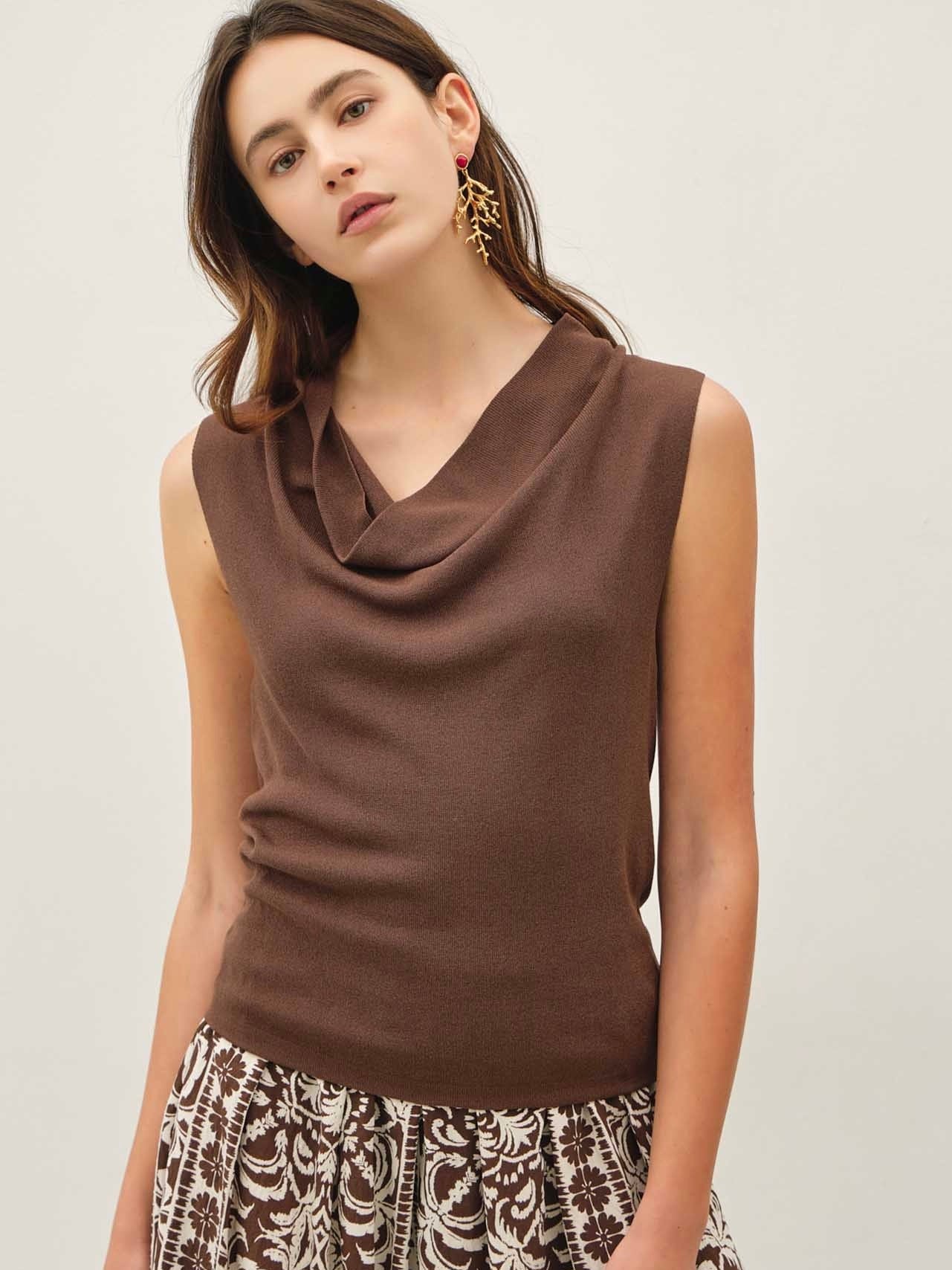Cowl Neck Knit Top