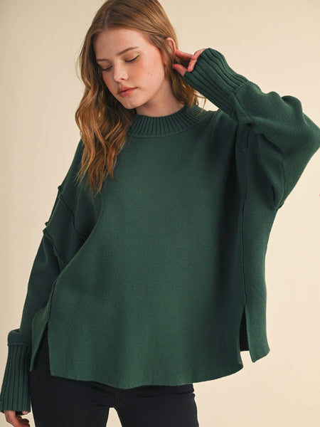 Exposed Seam Mockneck Classic Sweater