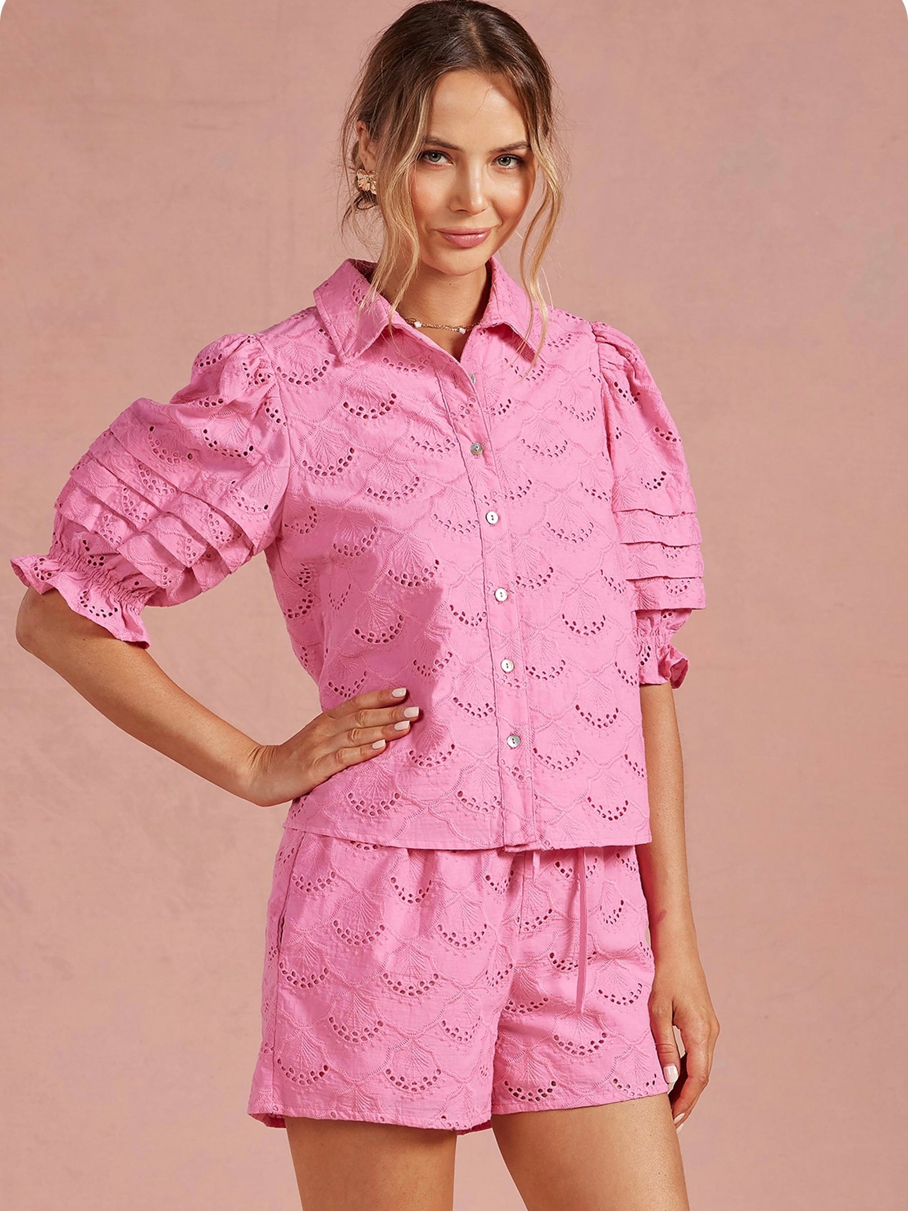 Evie Eyelet Puff Sleeve Shirt