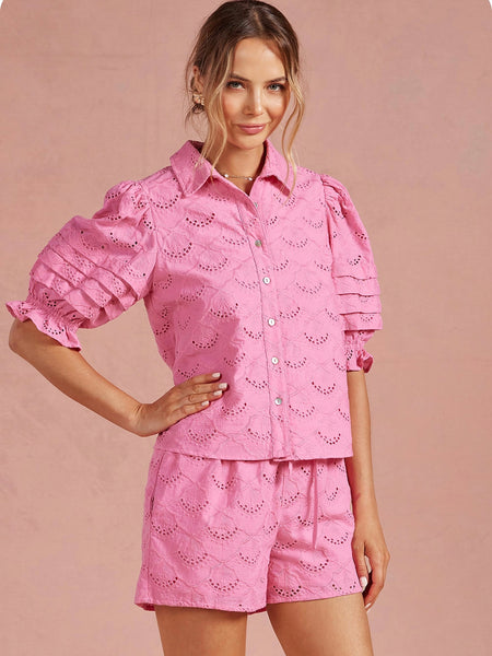 Evie Eyelet Puff Sleeve Shirt