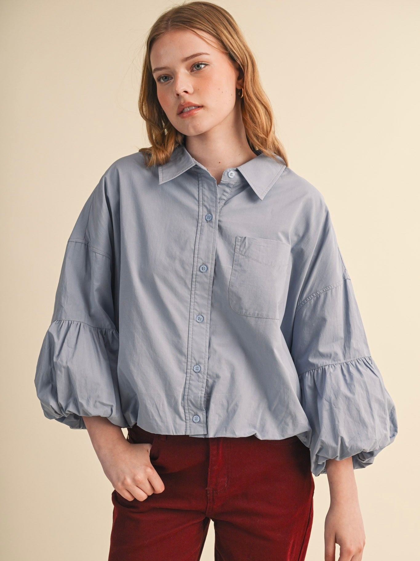Button Down Bubble Top