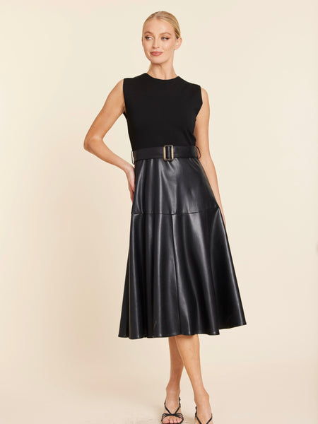 Full Circle Vegan Leather Skirt Midi Dress
