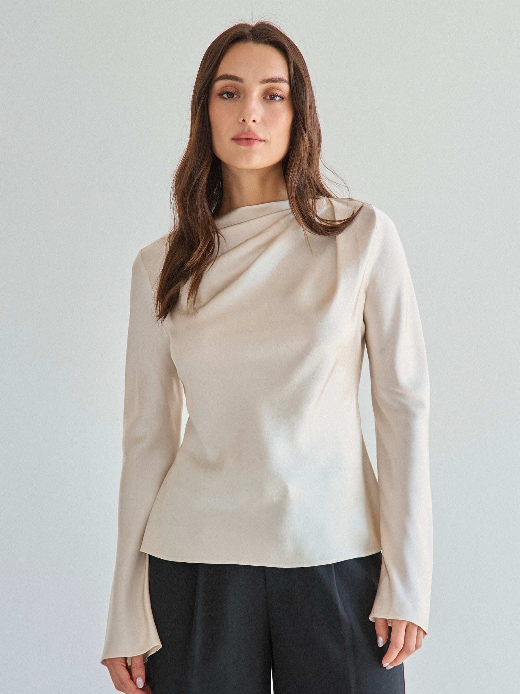 Draped Satin Blouse