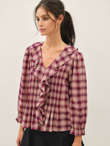 Plaid Ruffle Blouse