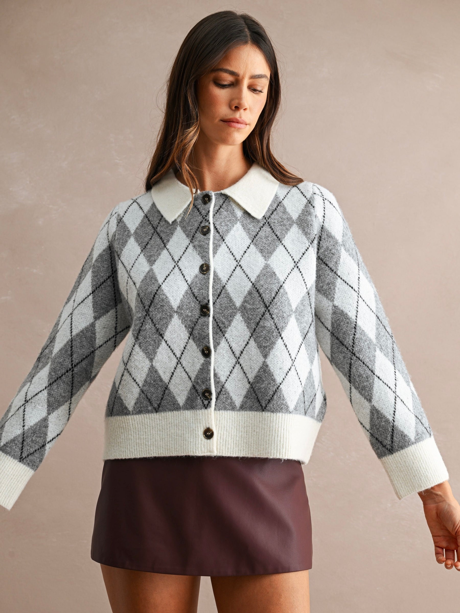 Argyle Oversized Cardigan