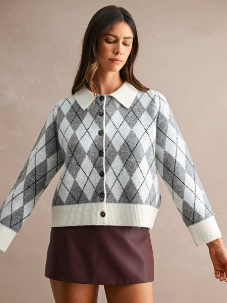 Argyle Oversized Cardigan