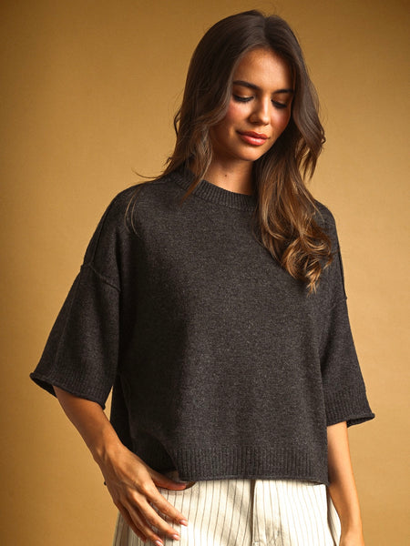 Short Sleeve Knit Crop Sweater