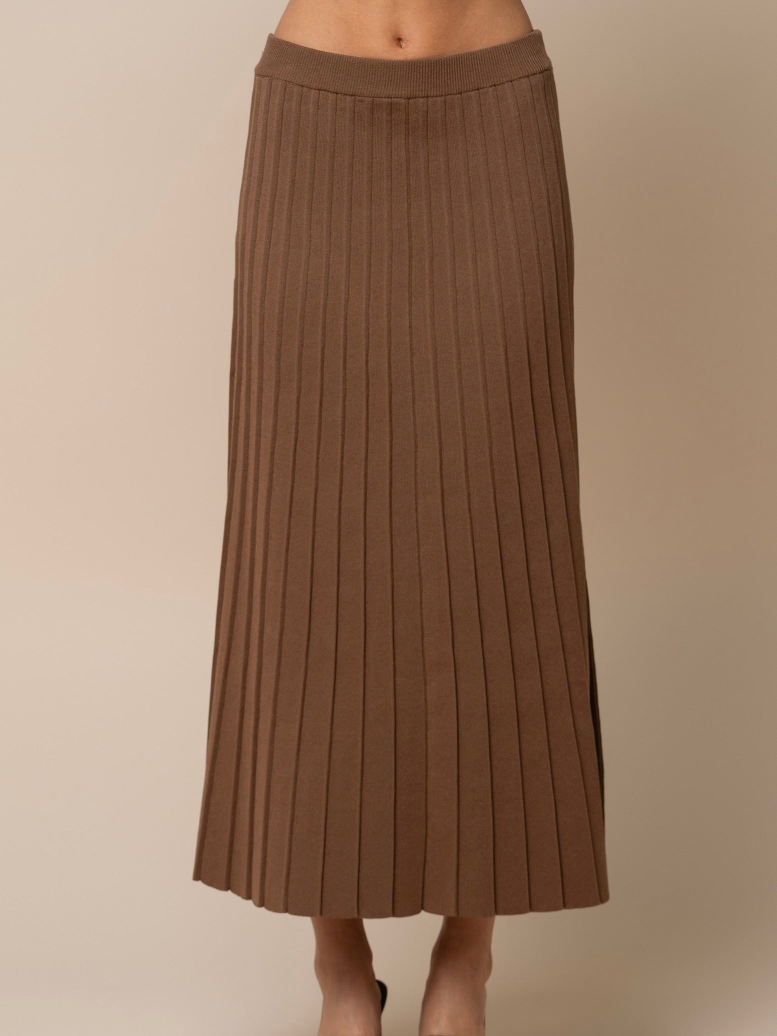 High Waisted Pleated Midi Skirt