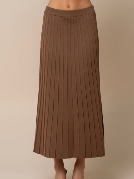 High Waisted Pleated Midi Skirt