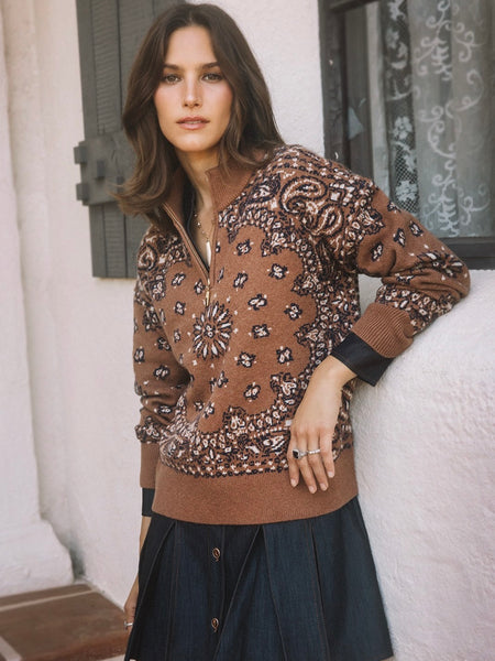 Bandana Quarter Zip Sweater