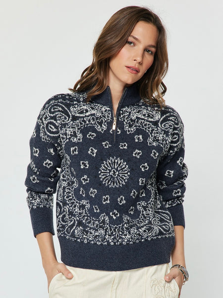 Bandana Quarter Zip Sweater