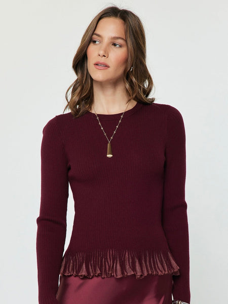 Stacy Ruffle Trim Sweater Top