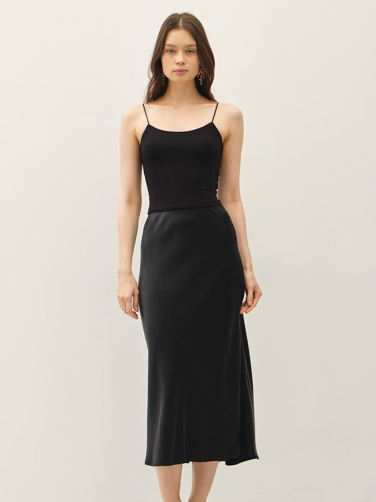 Silky Suede Feel Midi Skirt