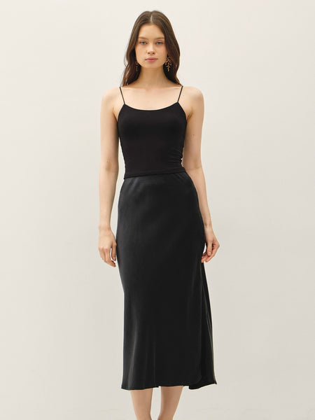 Silky Suede Feel Midi Skirt