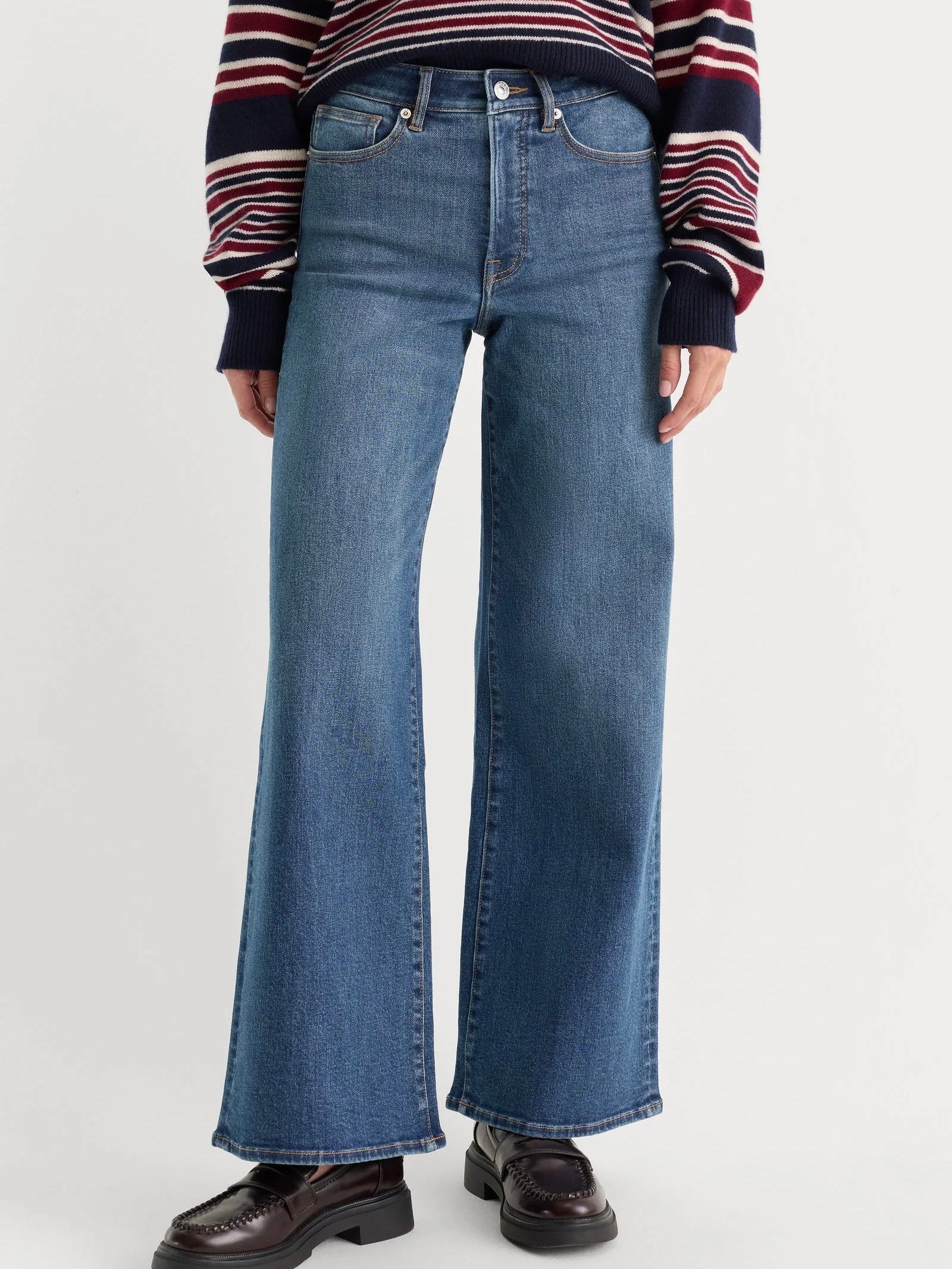 Good American Good Waist Palazzo Ankle Jeans