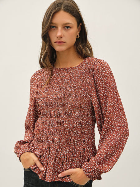 Ditsy Peplum Blouse Top