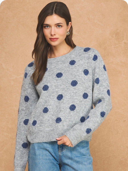 Polka Dot Brushed Knit Sweater