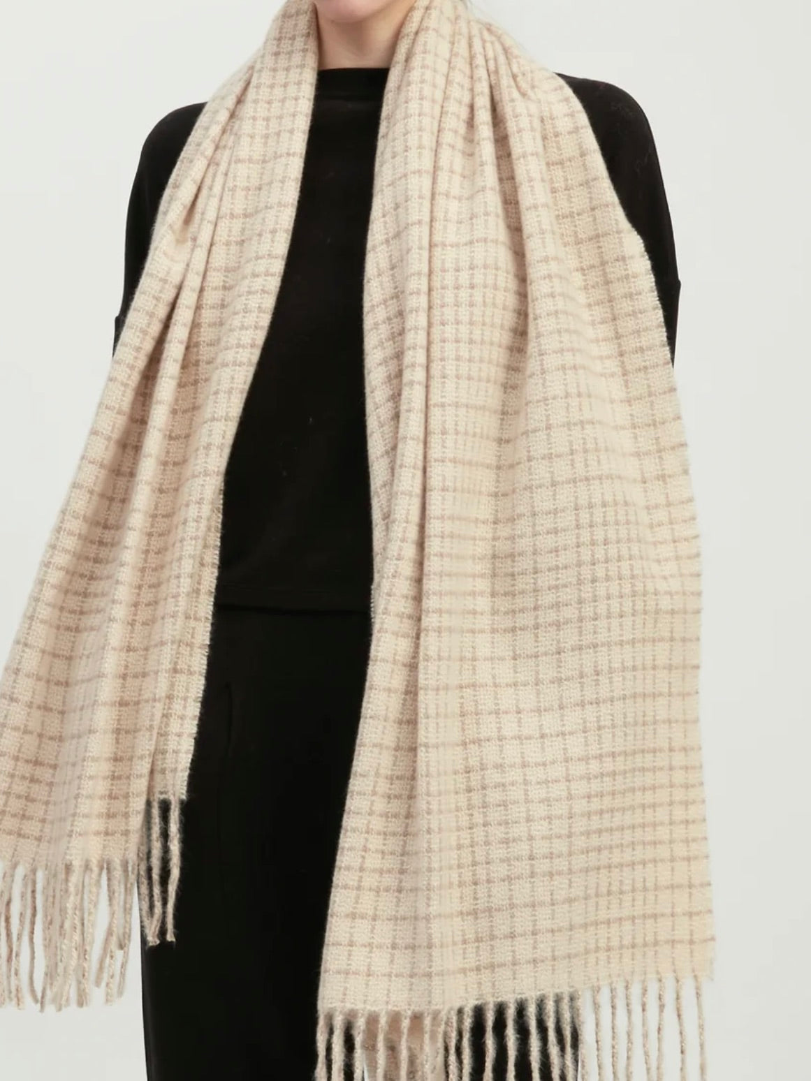 Textured Tweed Check Scarf