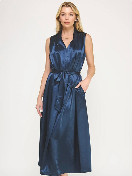 Draped Neckline Long Dress