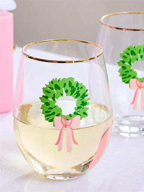 Rosy Wreath Wine Glass
