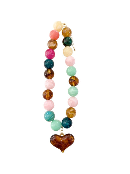 Ella Chunky Beaded Necklace with Heart