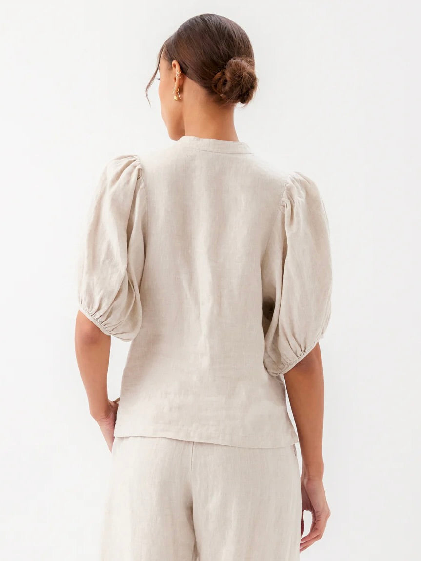 Karen Kane Puff Sleeve Linen Shirt