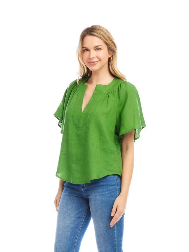 {Karen Kane} Linen Flutter Sleeve Top