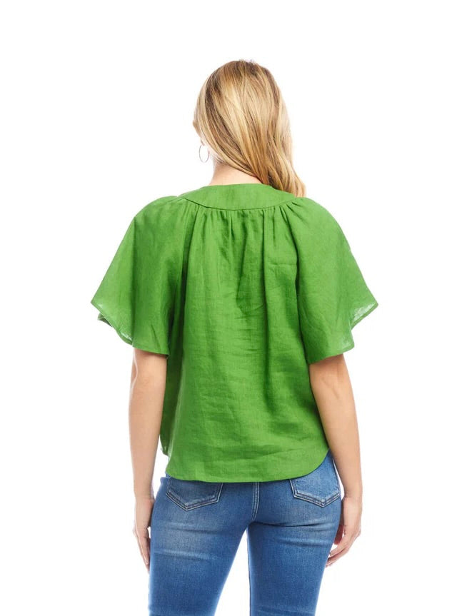{Karen Kane} Linen Flutter Sleeve Top