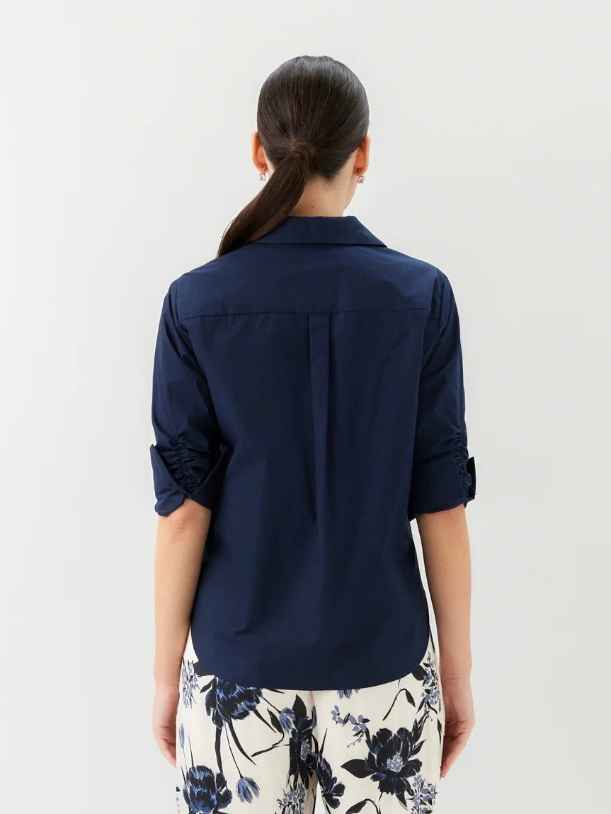 Karen Kane Ruched Sleeve Button Up Shirt