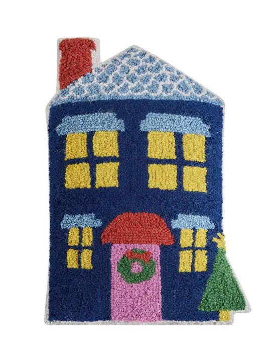 Blue House Shaped Hook Pillow