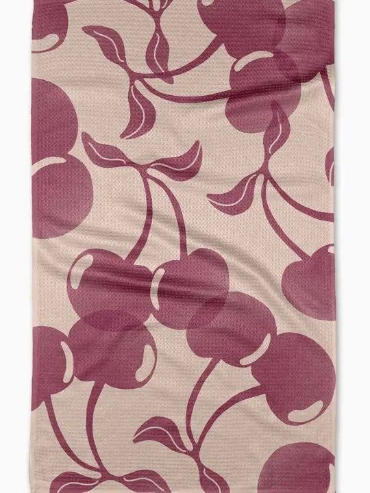 Geometry Pink Cherry Dreams Tea Towel