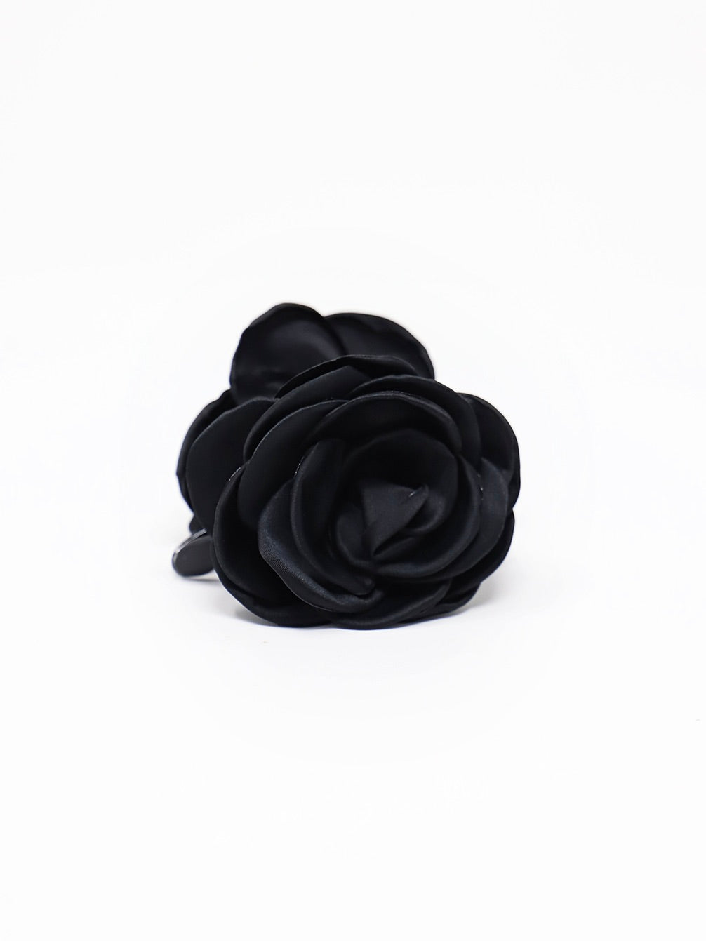 Satin Rose Hair Clip- Black