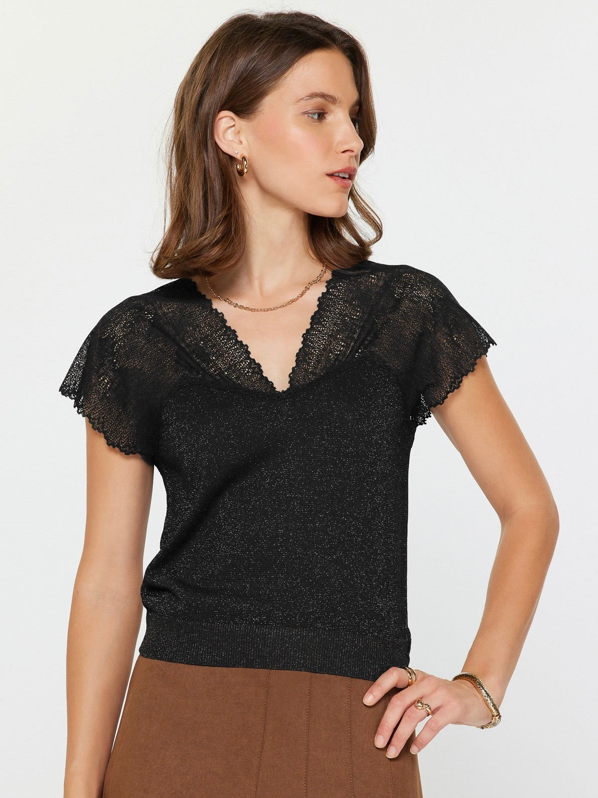Glitter Lace Knit Top