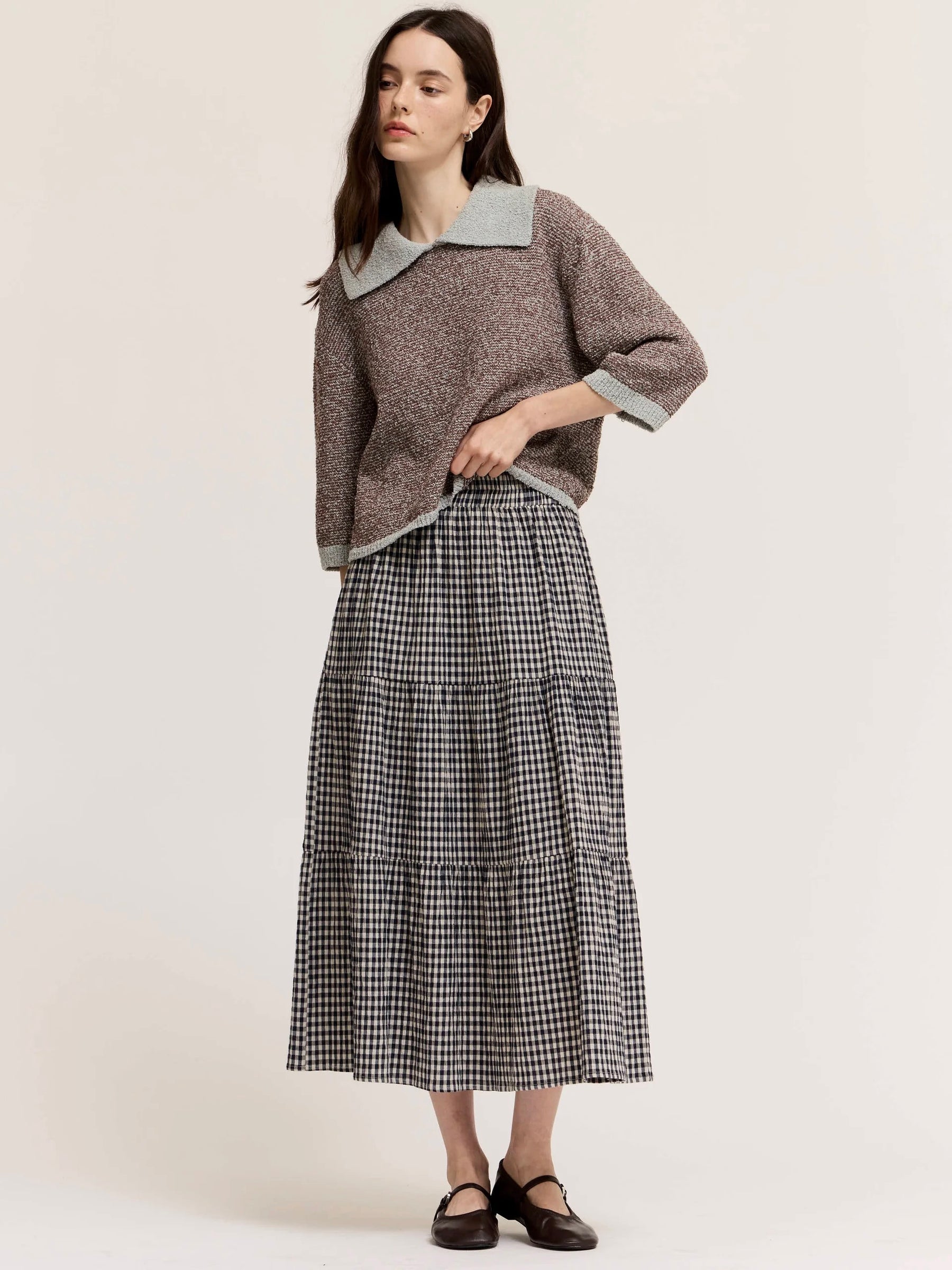 Tiered Gingham Skirt