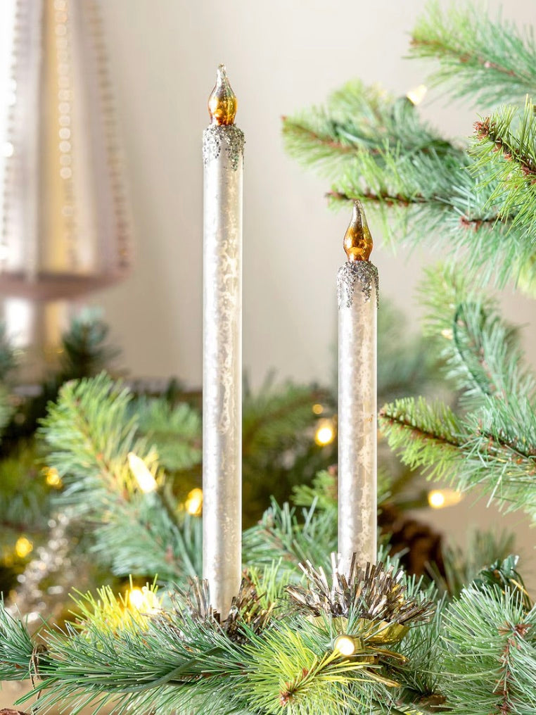 Small Frosted Glass Taper Candle Clip-on Ornament