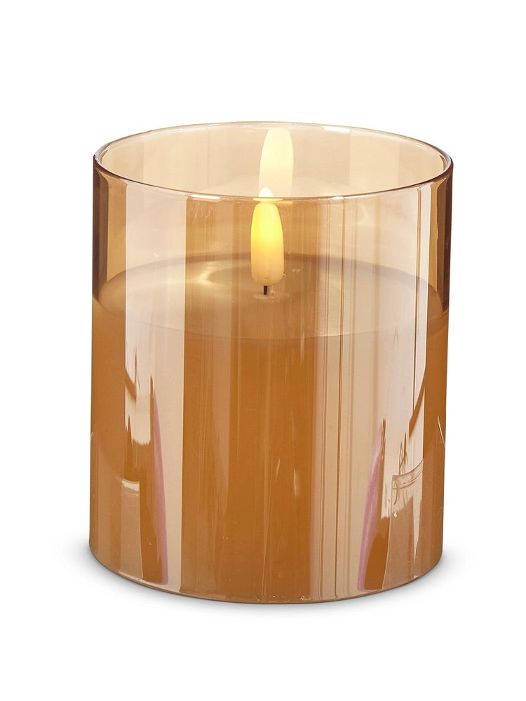 4" Glass Flameless Ivory Pillar Candle