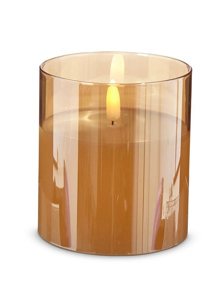 4" Glass Flameless Ivory Pillar Candle