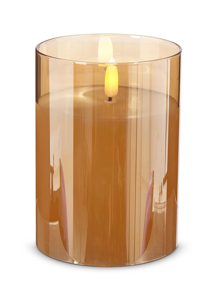 5" Glass Flameless Ivory Pillar Candle