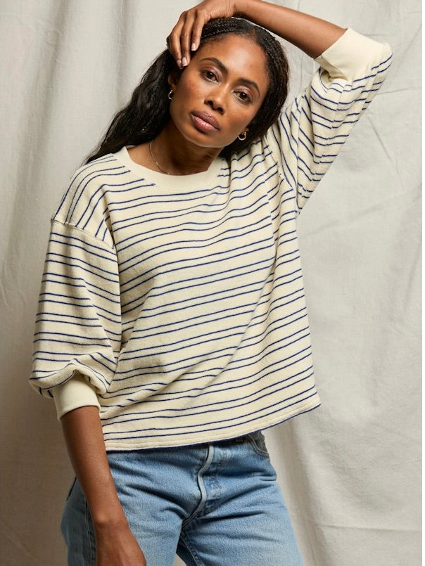perfectwhitetee Roxy Loop Terry Bubble Sleeve Sweatshirt