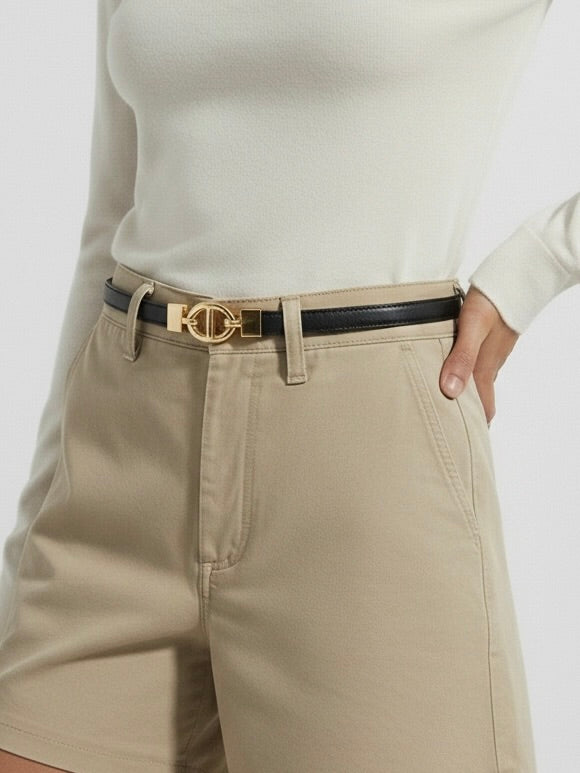 Skinny Stitched Epsom Belt