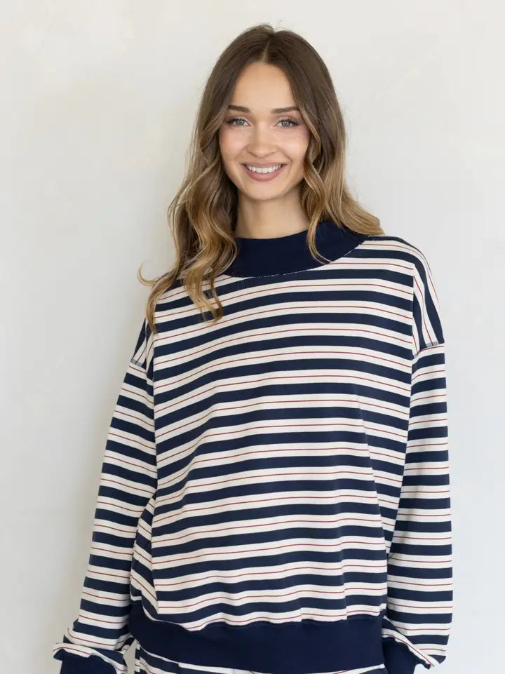 Stripe Mock Neck Top