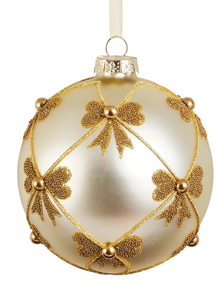 Gold Bow Ball Ornament