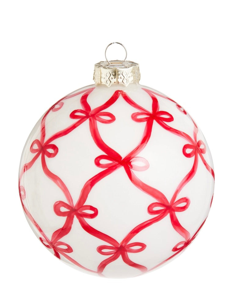 Red Bow Trellis Ornament