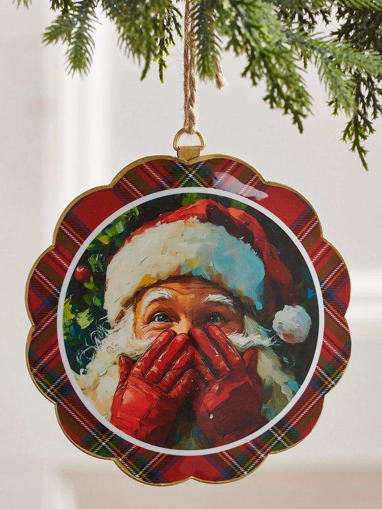 Santa's Secret Scalloped Disc Ornament